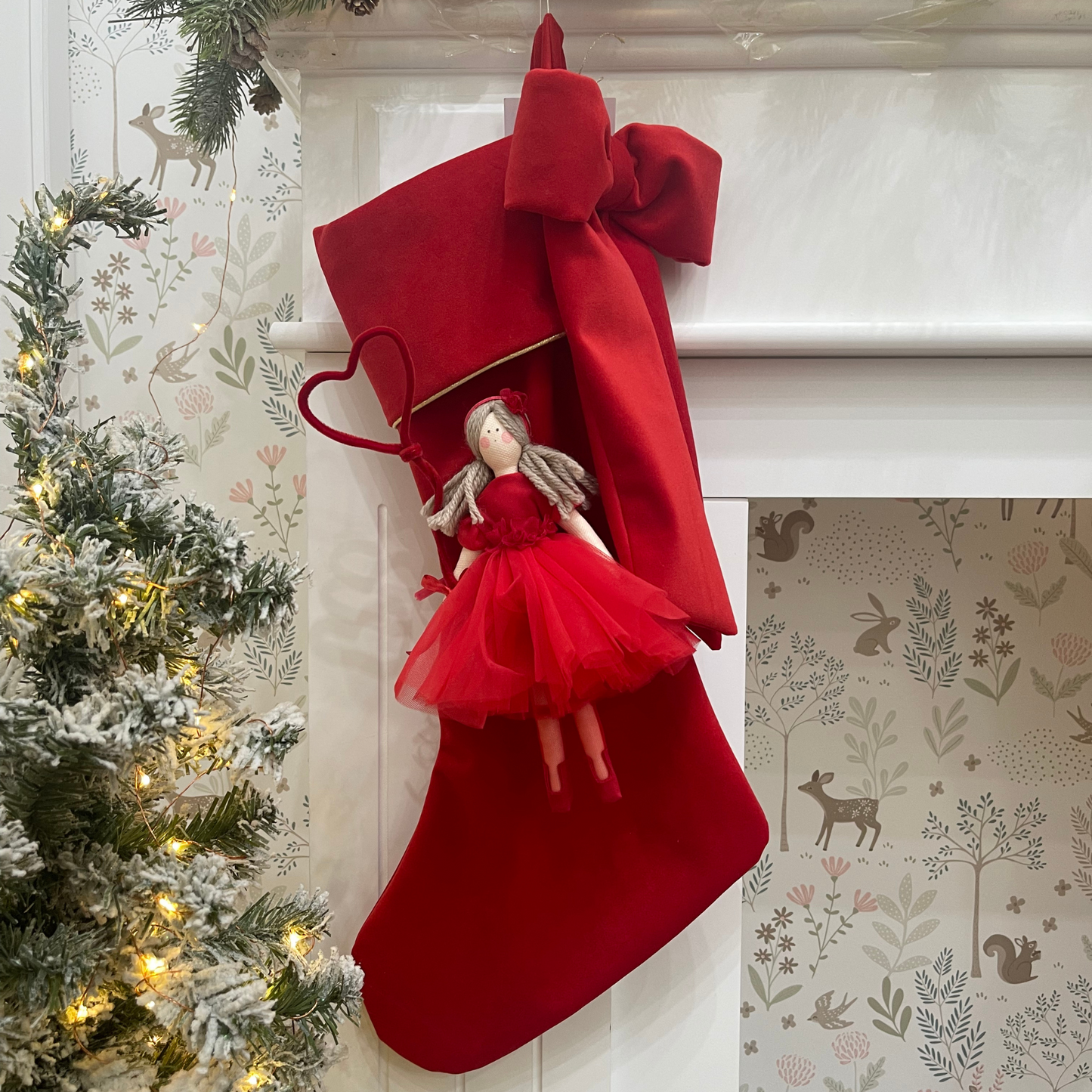 Calza epifania in velluto con bambola Alissa 21 cm