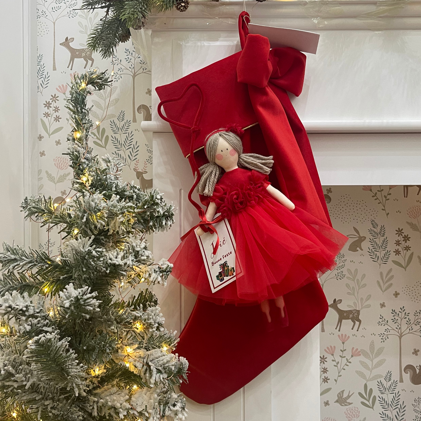 Calza epifania in velluto con bambola Alissa 30cm