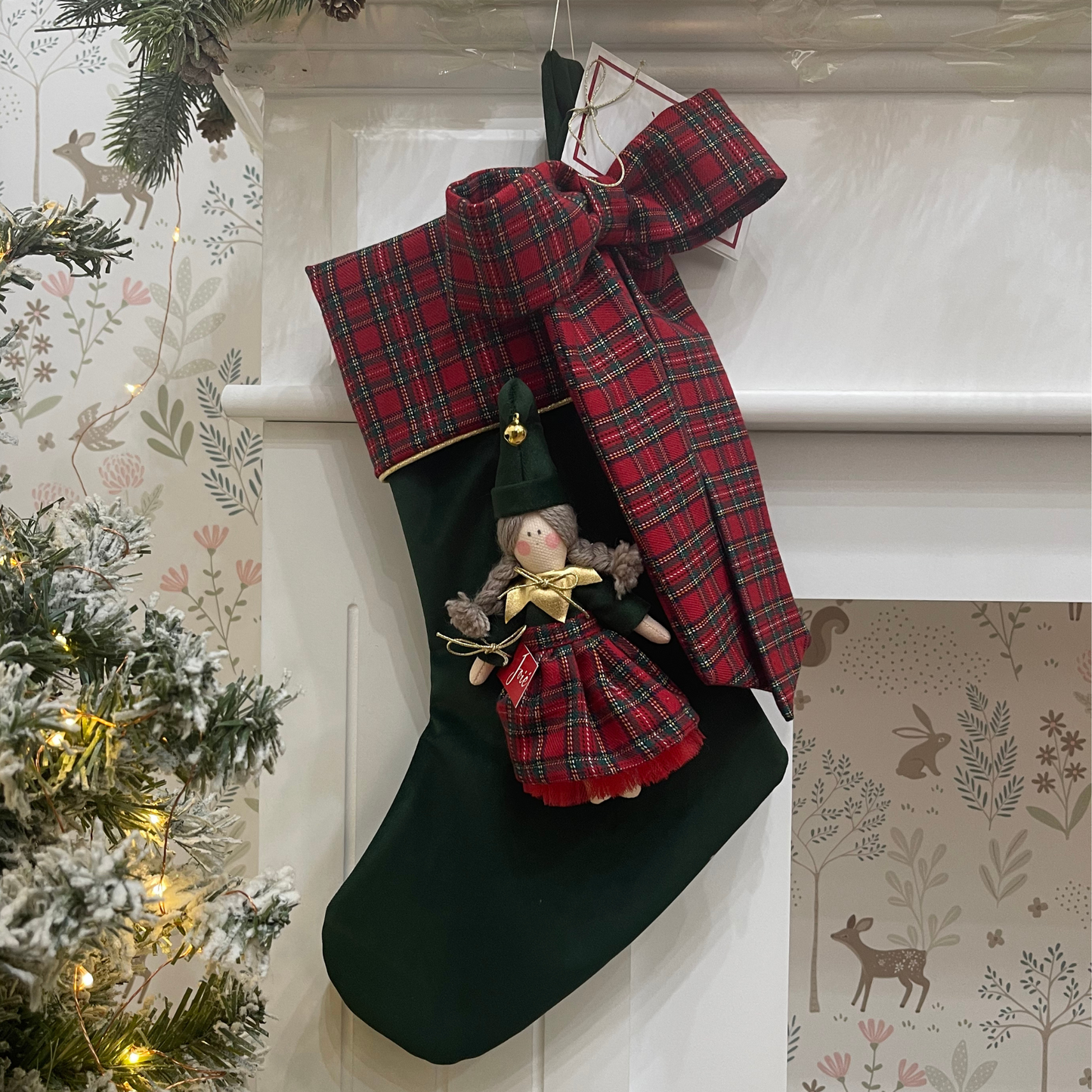 Calza epifania in velluto con bambola Elfa