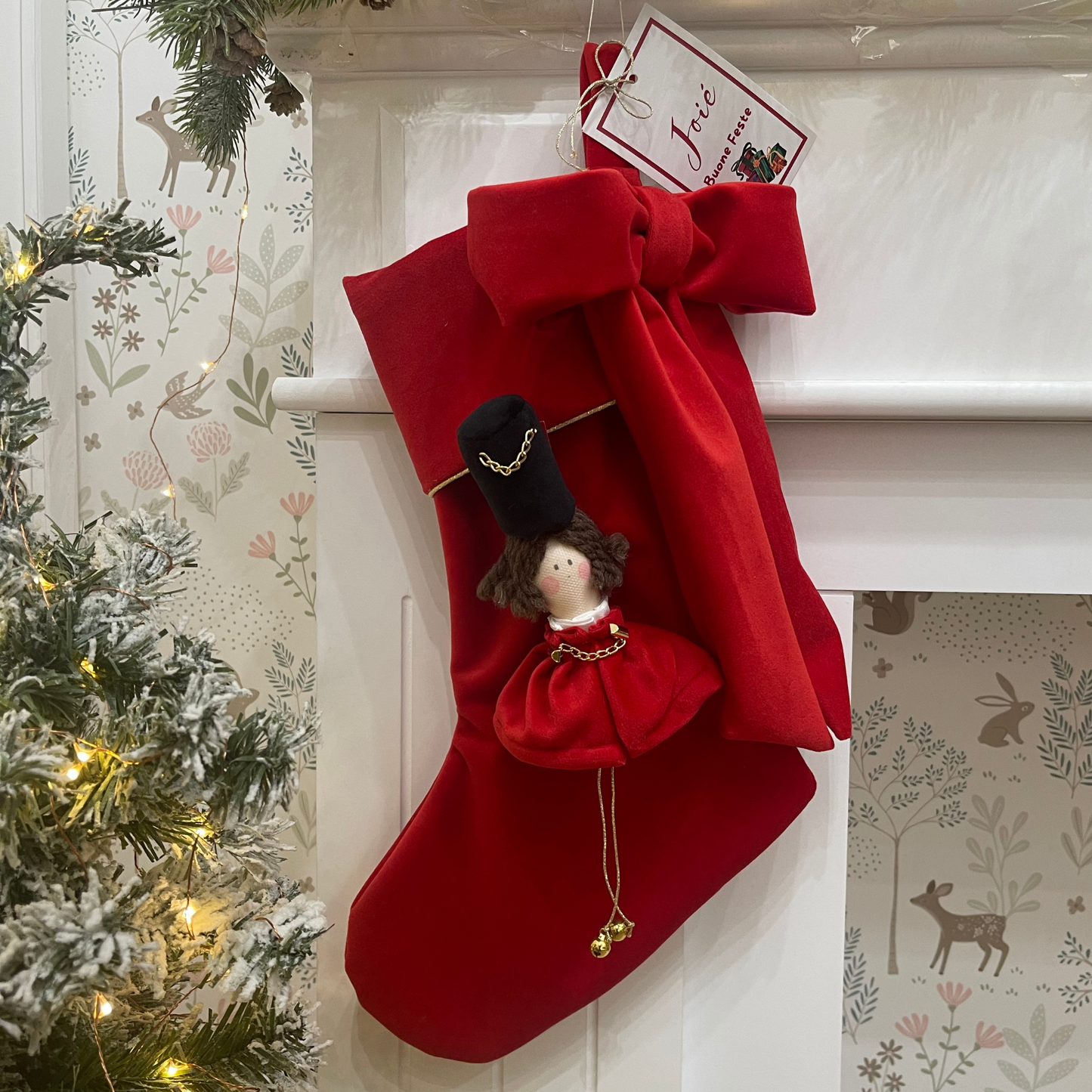 Calza epifania in velluto con Schiaccianoci