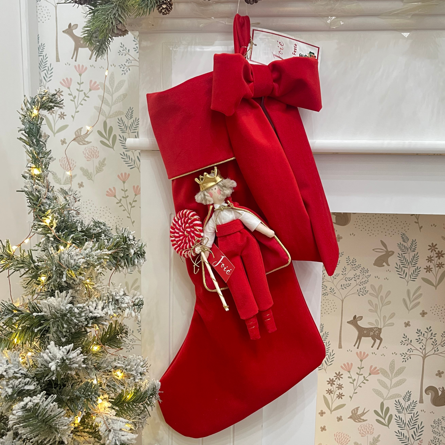 Calza epifania in velluto con bambola Principe Azzurro