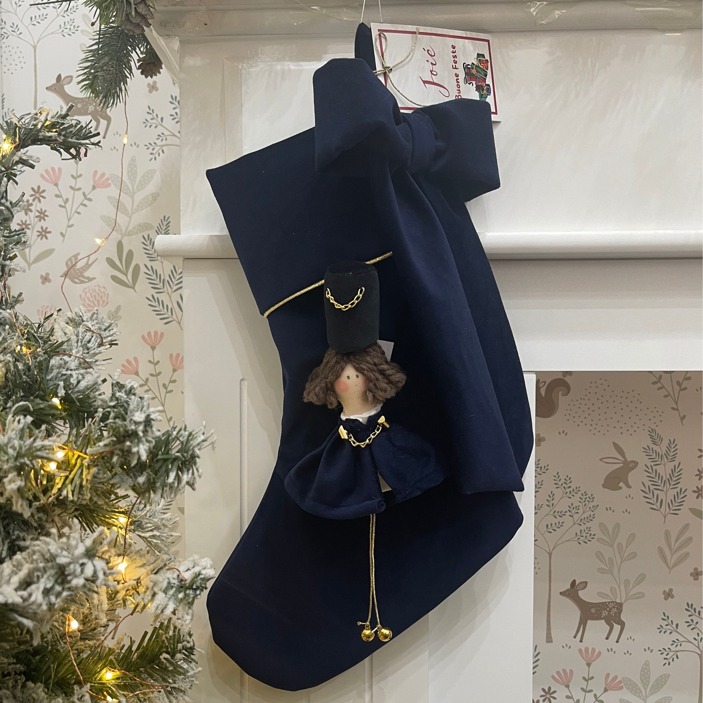 Calza epifania in velluto con Schiaccianoci