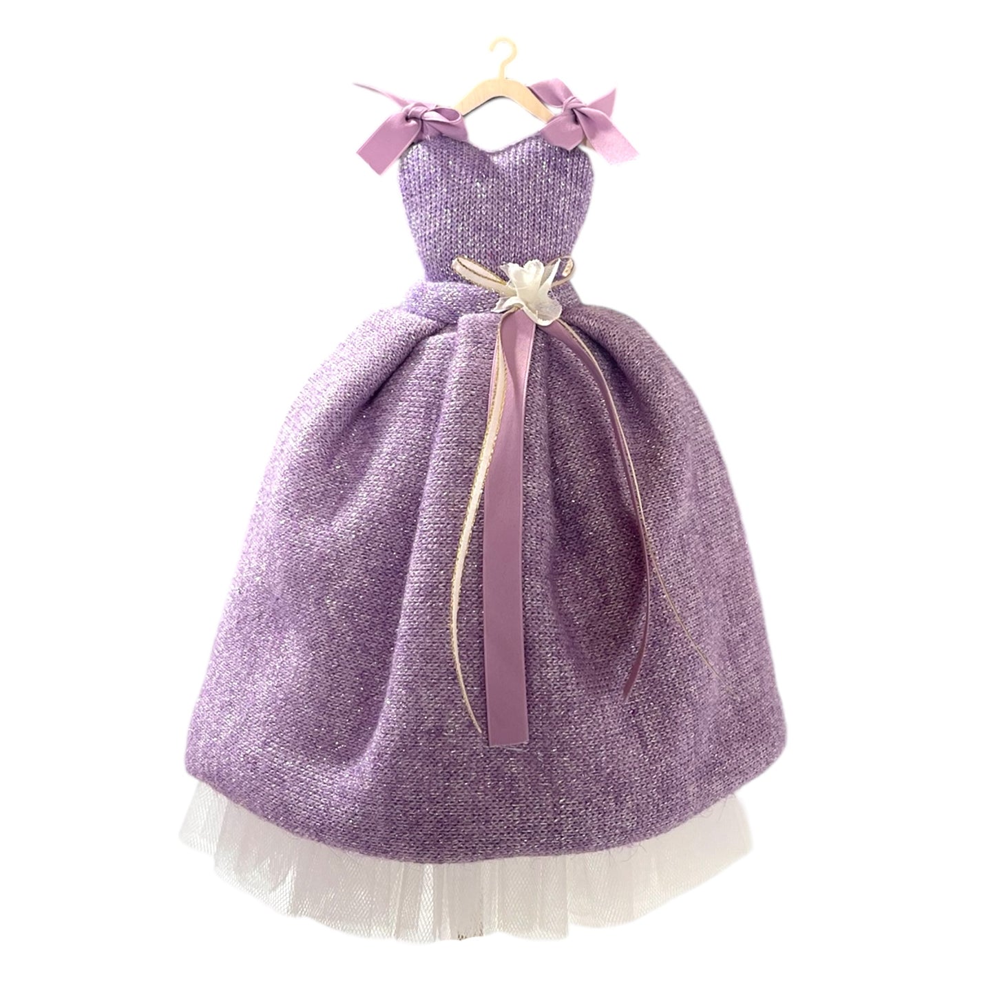 Abitino porta confetti profumatore in lana lurex e tulle