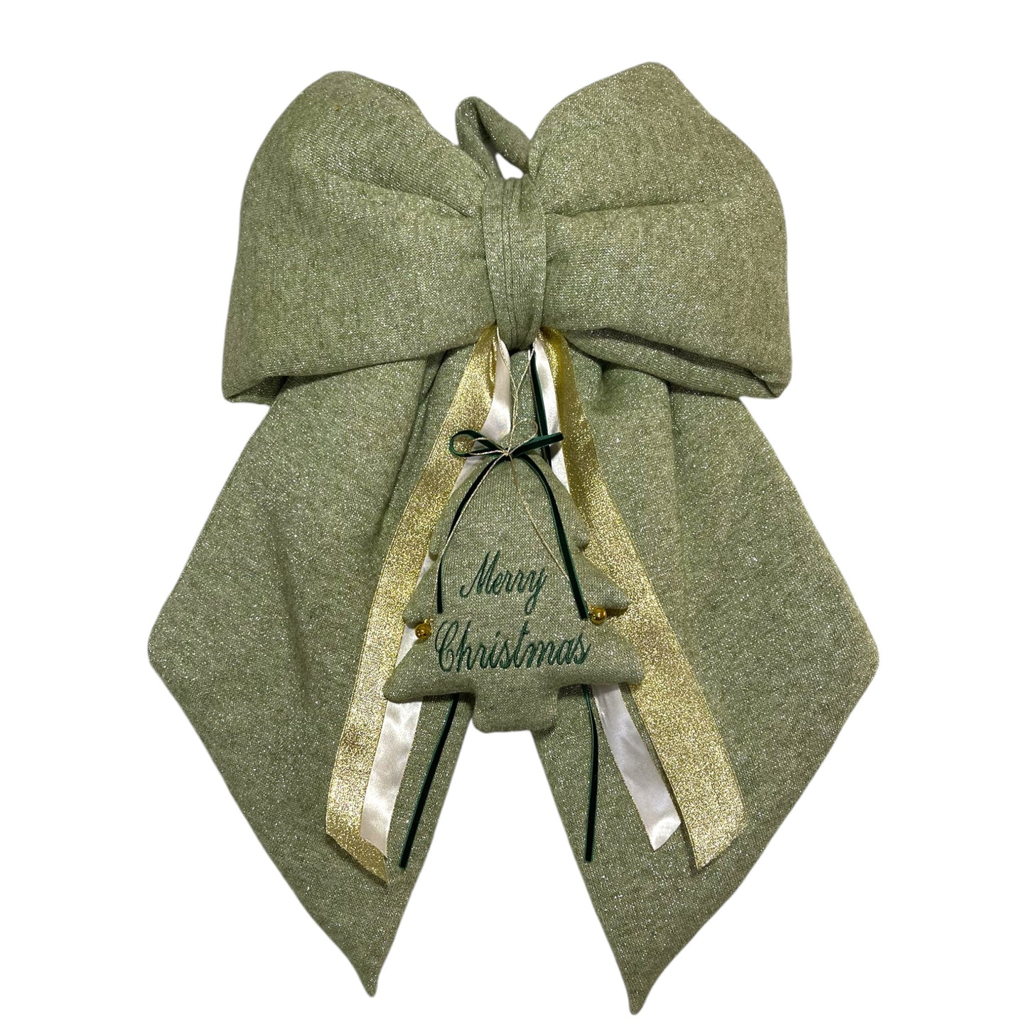 Fiocco in lana lurex con albero "Merry Christmas"