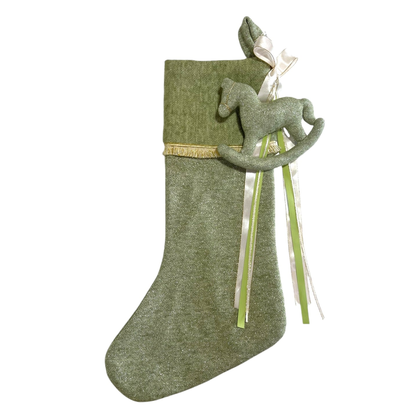 Calza epifania in lana lurex con cavallo a dondolo