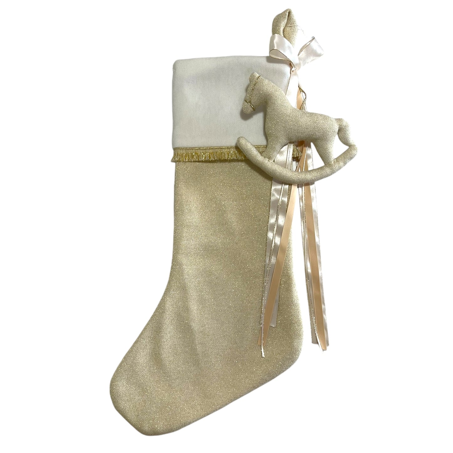 Calza epifania in lana lurex con cavallo a dondolo