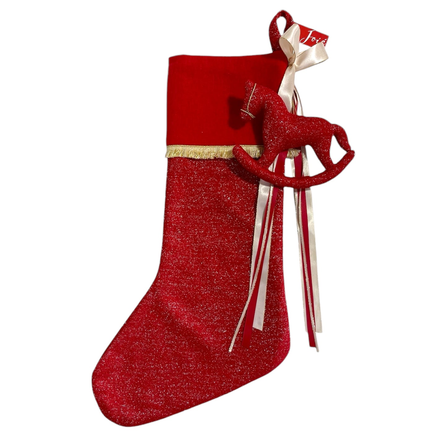 Calza epifania in lana lurex con cavallo a dondolo