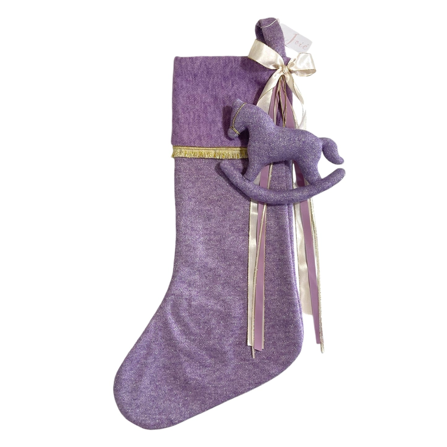Calza epifania in lana lurex con cavallo a dondolo