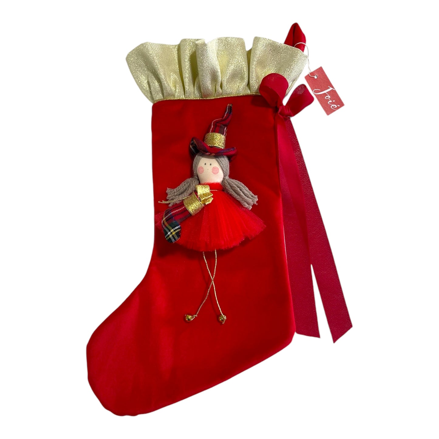 Calza epifania in velluto con Befana
