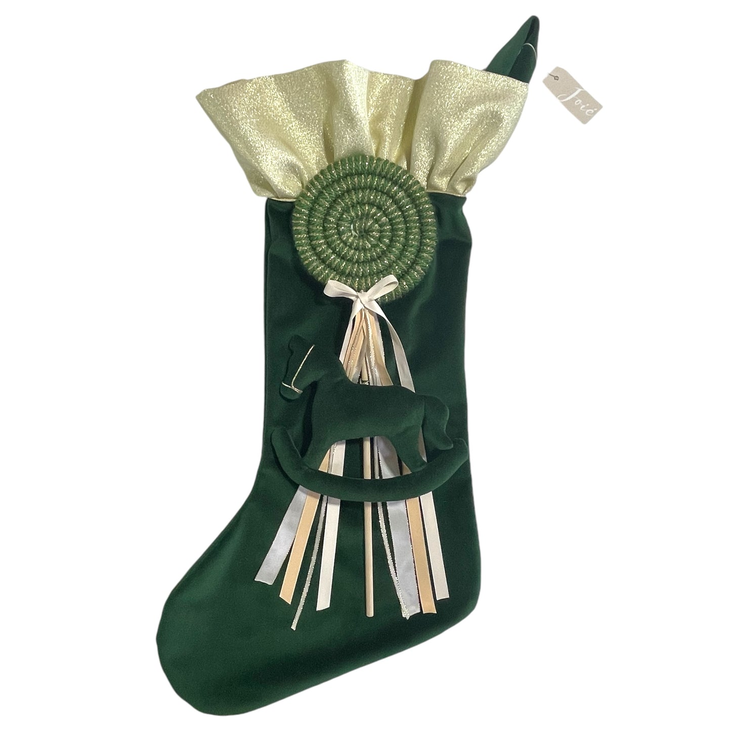 Calza epifania in velluto con cavallo a dondolo e lollypop