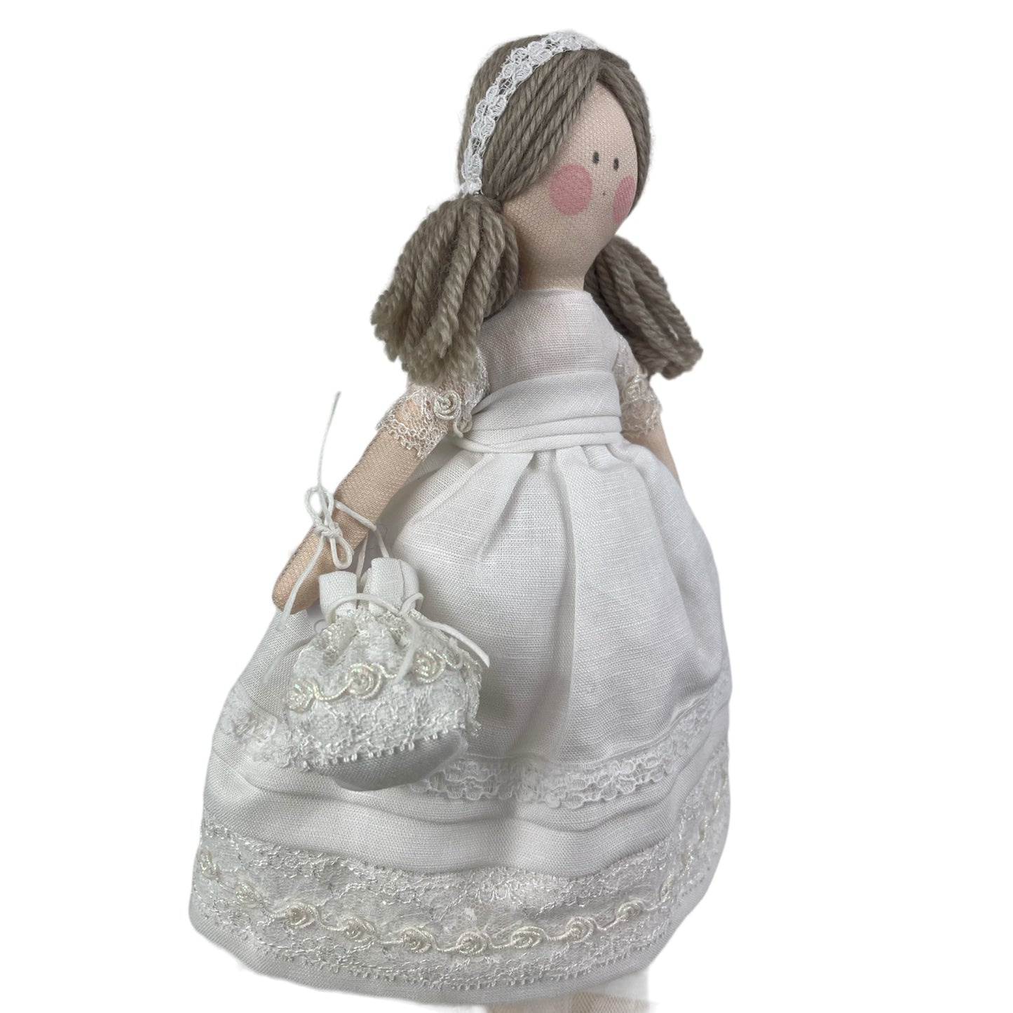 Bambola "Bianca" in lino e pizzo