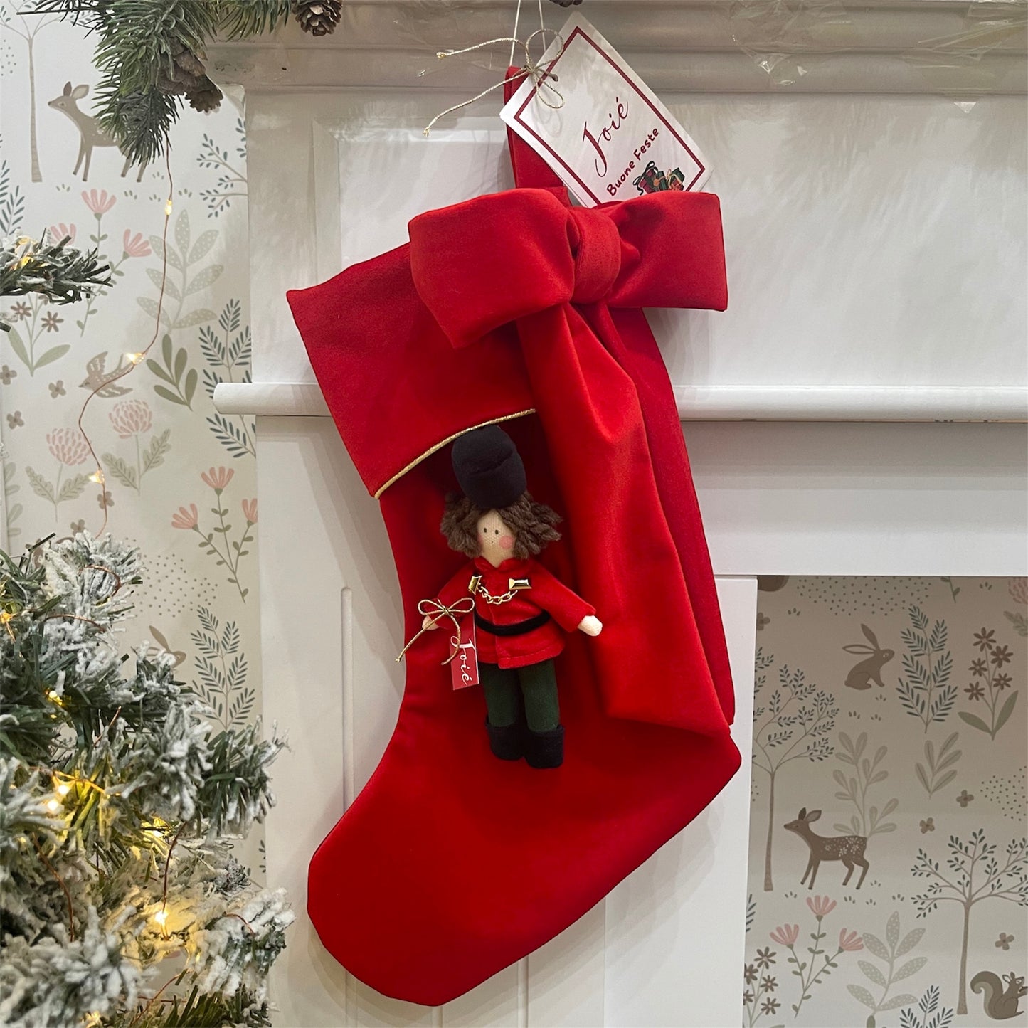 Calza epifania in velluto con bambola Schiaccianoci