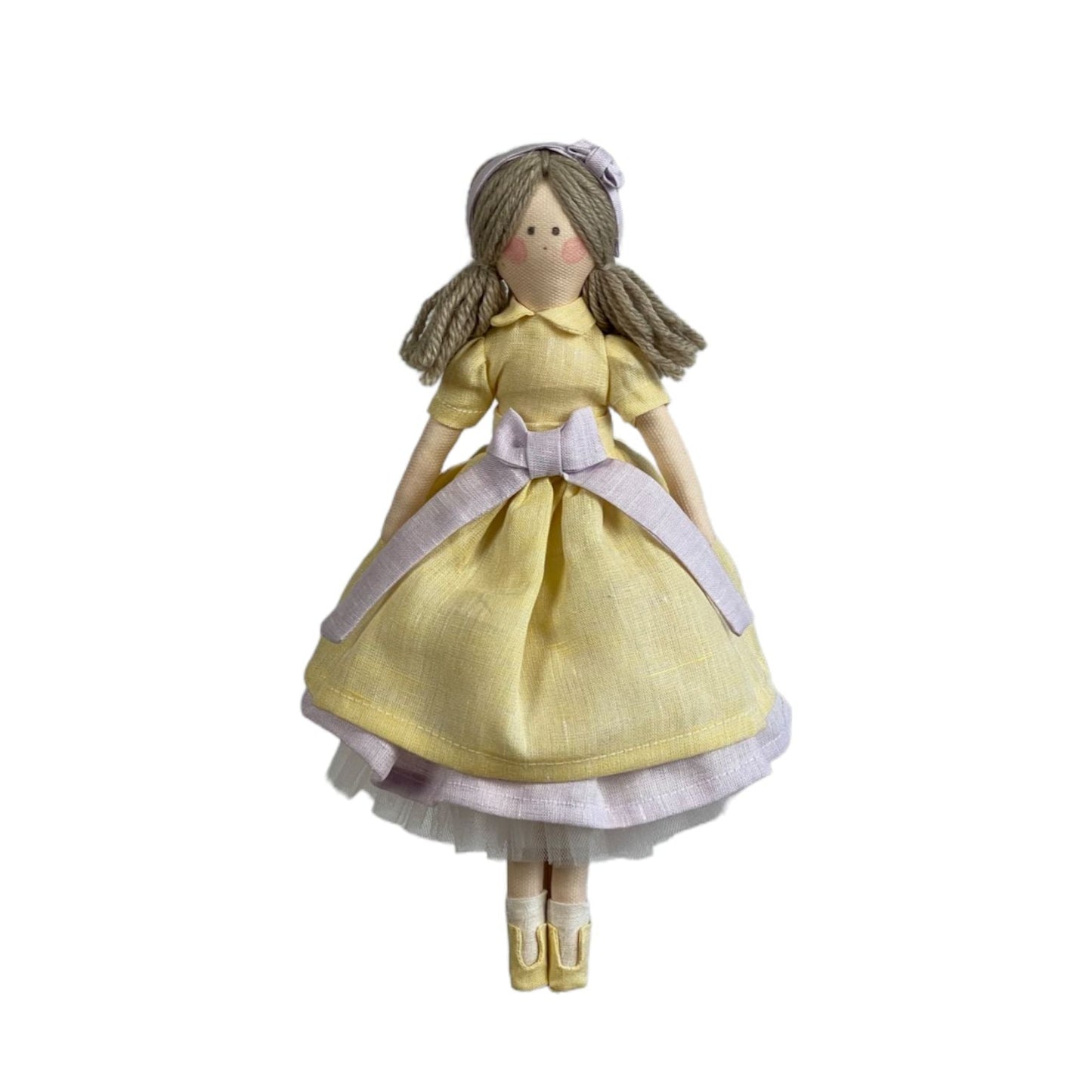 Bambola “Chiara” in lino - 30cm / Giallo/lilla - Bomboniere