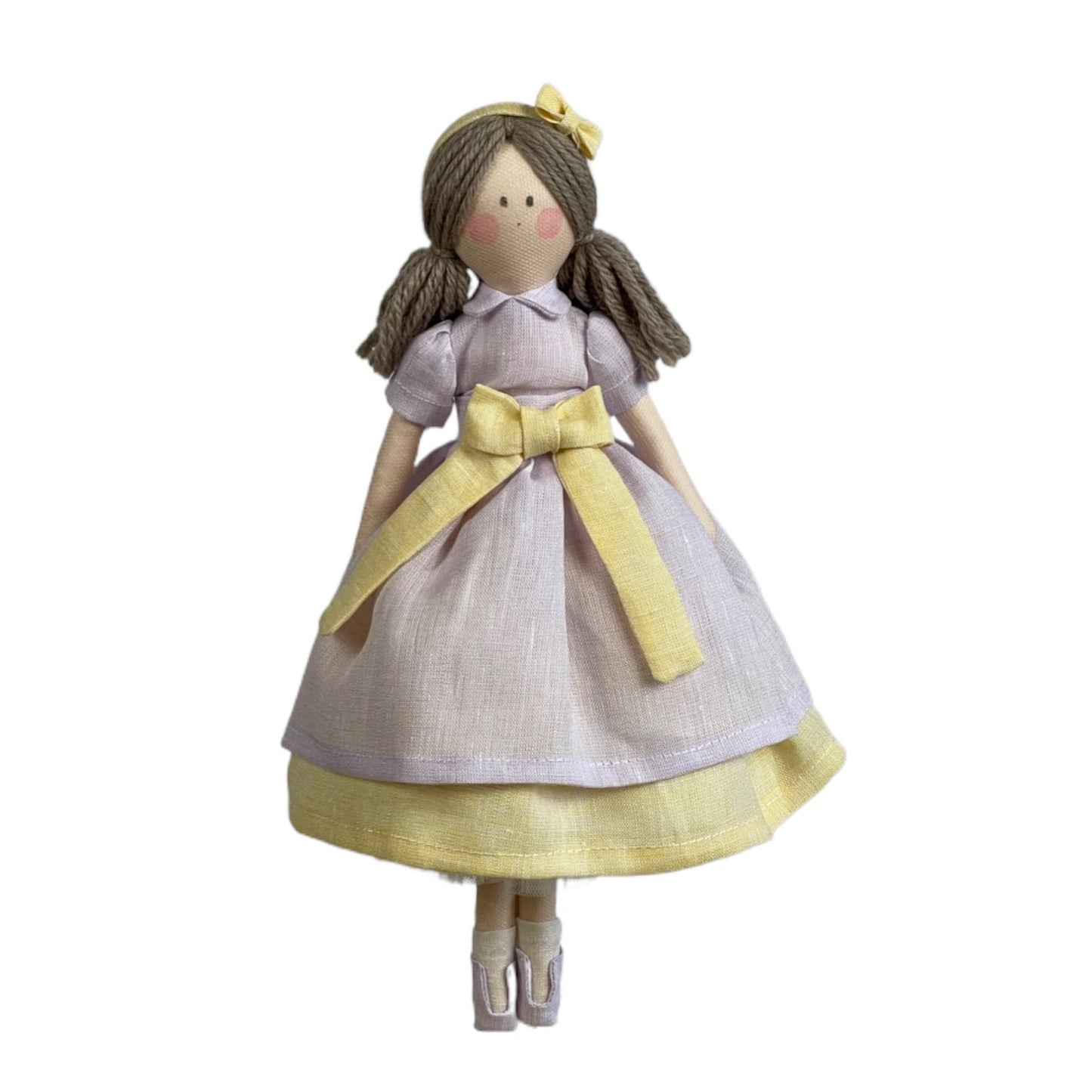 Bambola “Chiara” in lino - 30cm / Lilla/giallo - Bomboniere