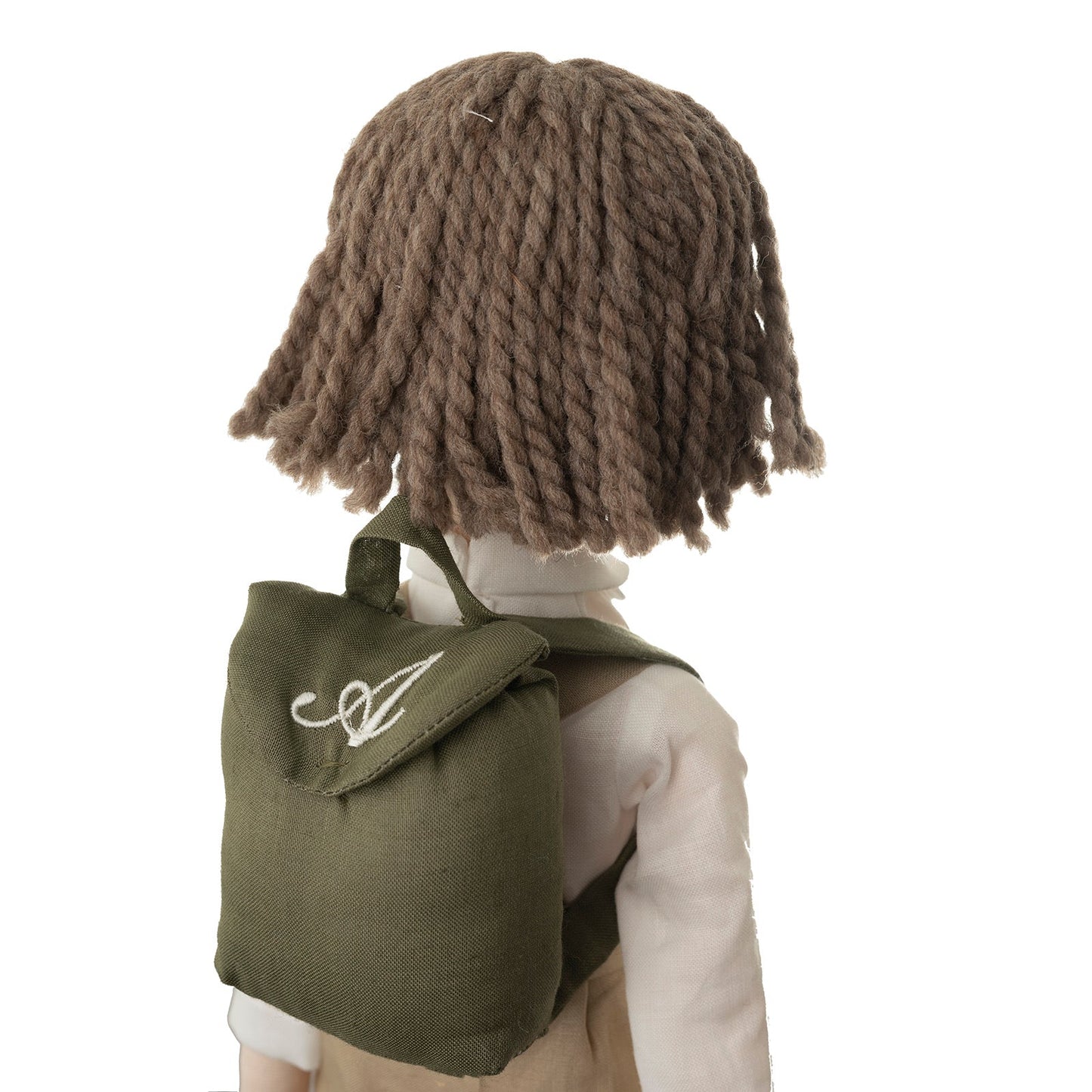 Bambola Maschietto “Boris” in lino - 50cm con zainetto /