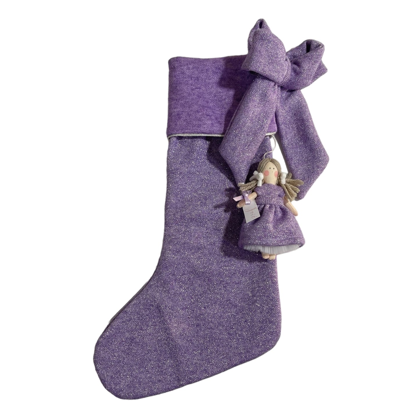 Calza epifania in lana glitterata con bambola MiniMe - Lilla