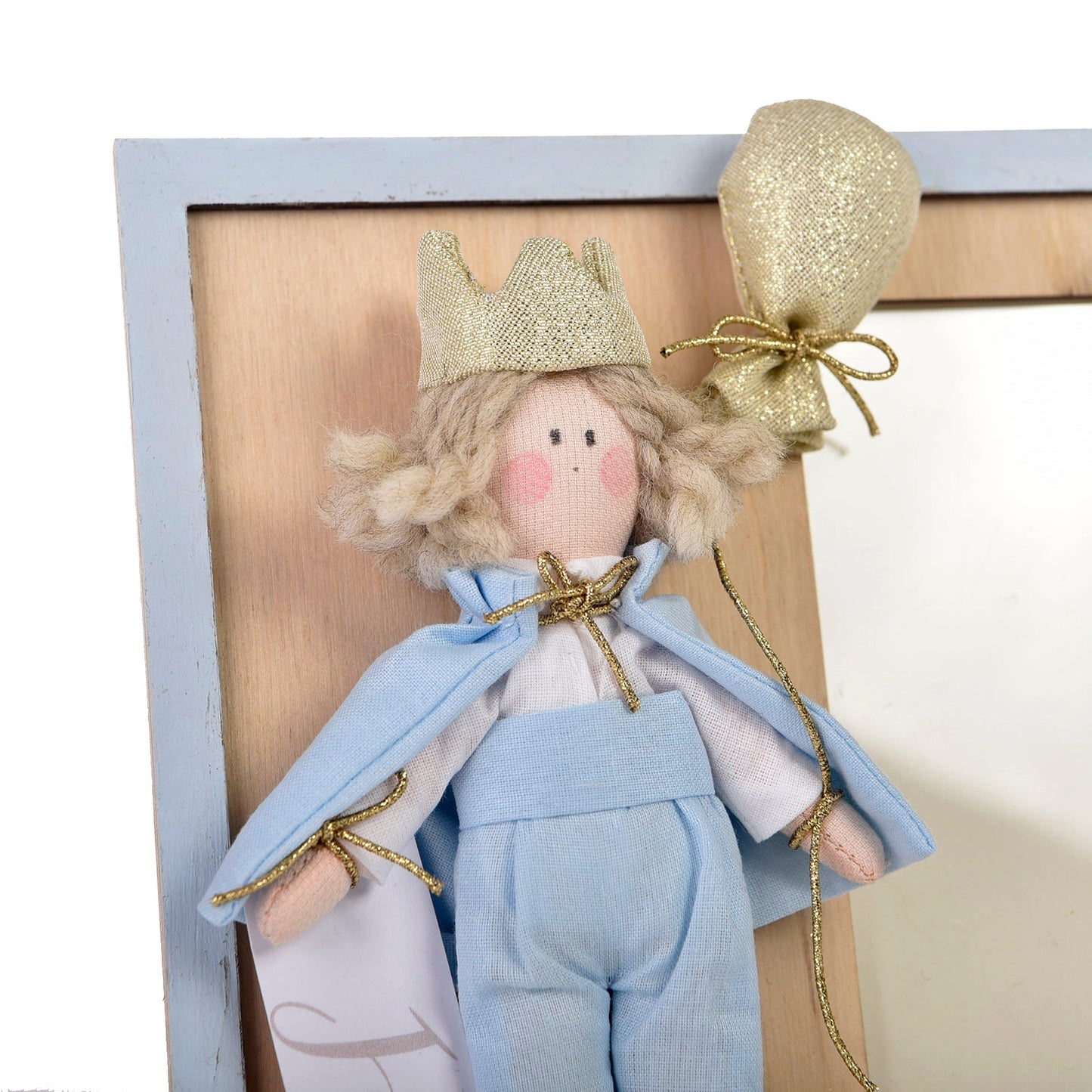 Cornice porta foto in legno con bambola MiniMe Principino -