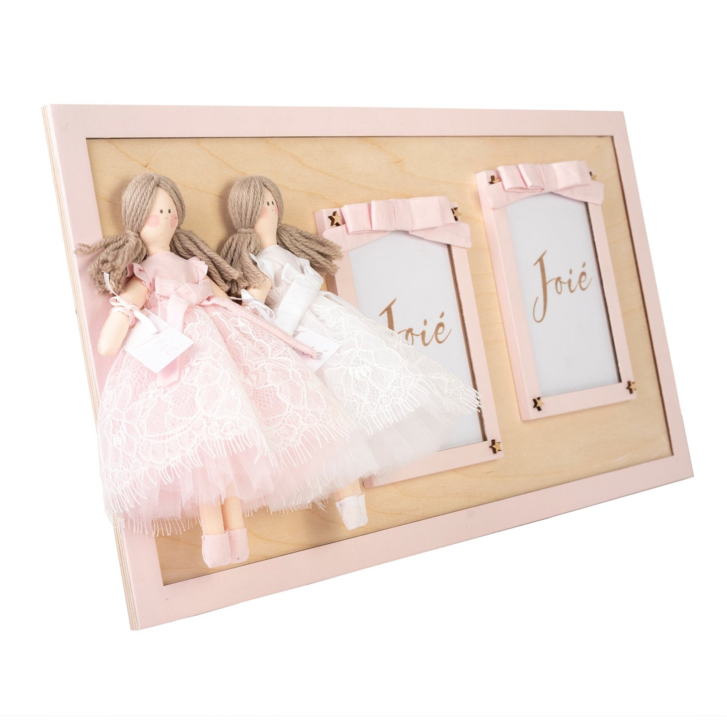 Cornice porta foto in legno con due bambole - Bomboniere e