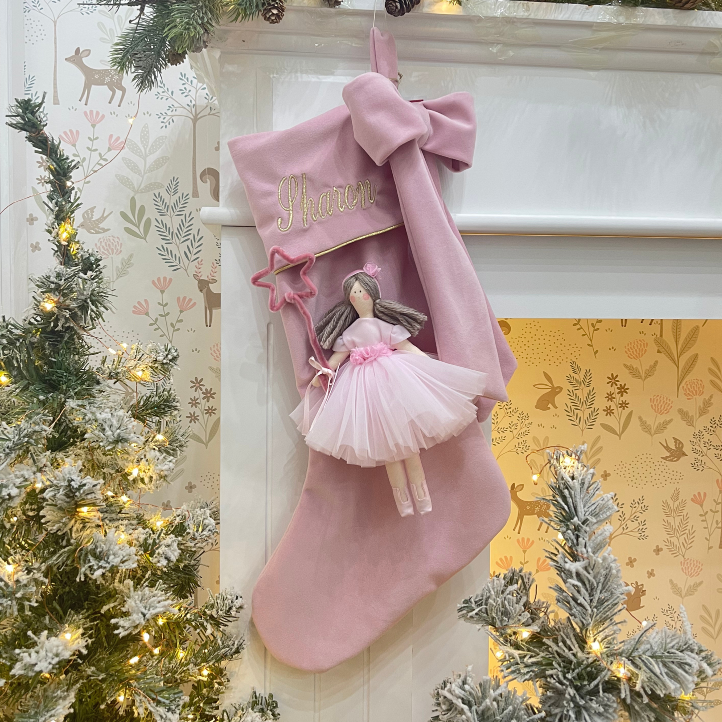 Calza epifania in velluto con bambola Alissa 21 cm