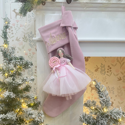 Calza epifania in velluto con bambola Tulle 25cm