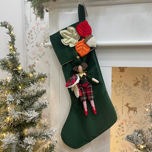 Calza epifania in velluto con bambola Elfo