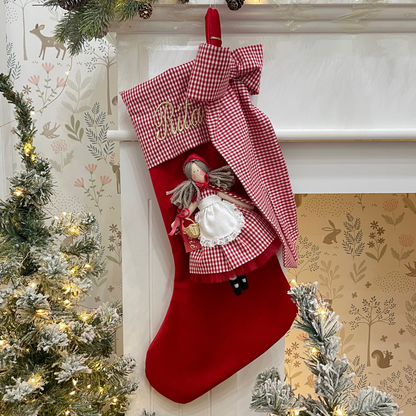 Calza epifania in velluto con bambola Cappuccetto Rosso