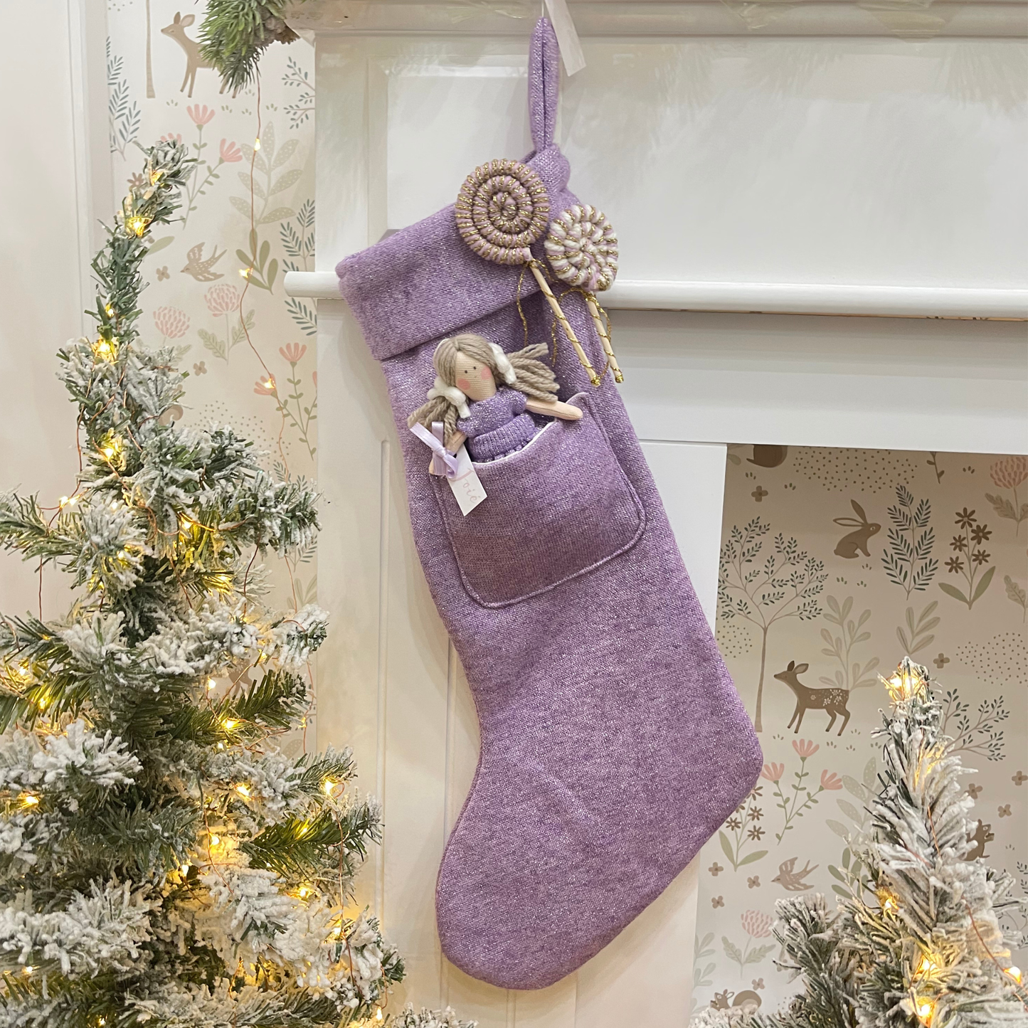 Calza epifania in lana lurex con bambola Stella