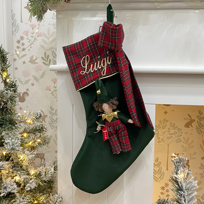 Calza epifania in velluto con bambola Elfo