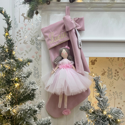 Calza epifania in velluto con bambola Carillon