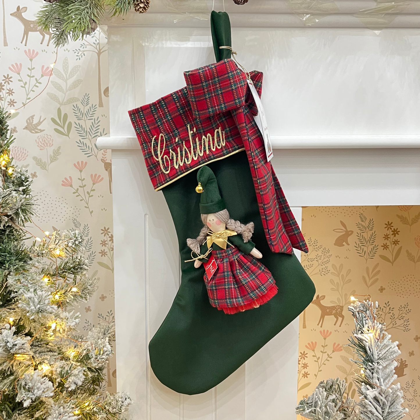 Calza epifania in velluto con bambola Elfa