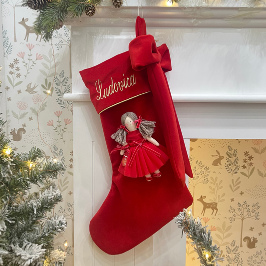 Calza epifania in velluto con bambola Mia