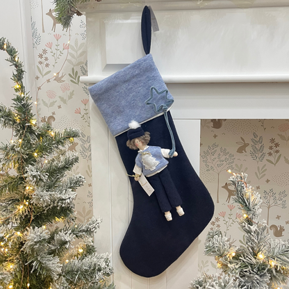 Calza epifania in lana con bambola Liam