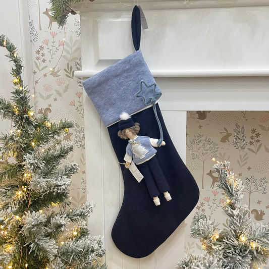 Calza epifania in lana con bambola Liam