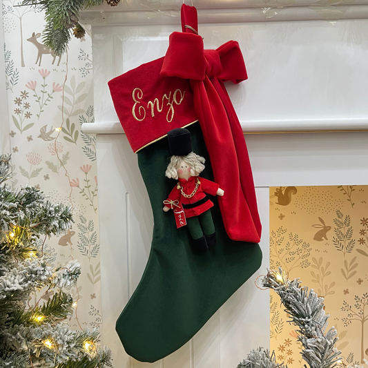 Calza epifania in velluto con bambola Schiaccianoci