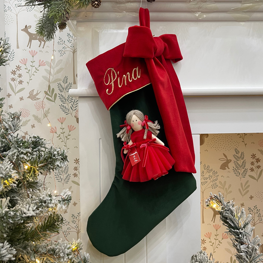 Calza epifania in velluto con bambola Mia