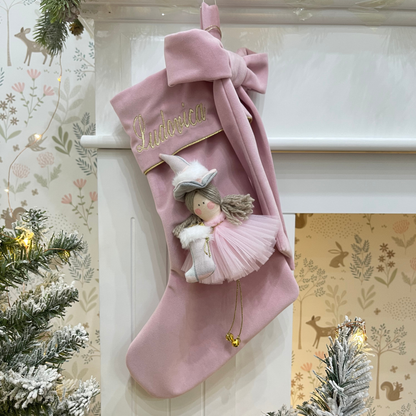 Calza epifania in velluto con Befana