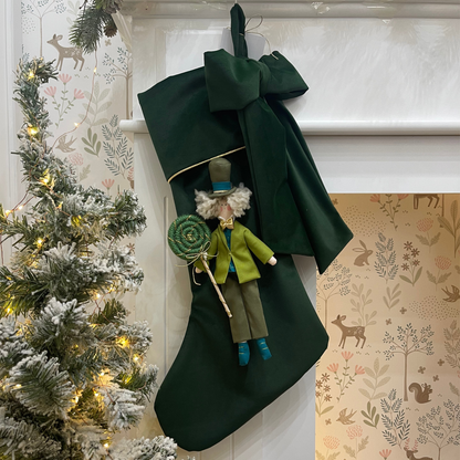 Calza epifania in velluto con bambola Cappellaio Matto