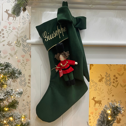 Calza epifania in velluto con bambola Schiaccianoci