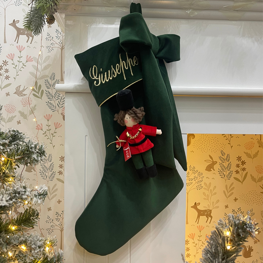 Calza epifania in velluto con bambola Schiaccianoci