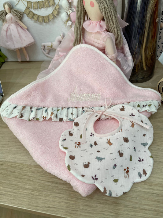 BOX REGALO bavetta fiore+ asciugamano cappuccio