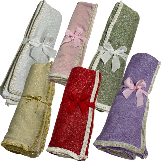 Copertina in eco-lana glitterata personalizzata