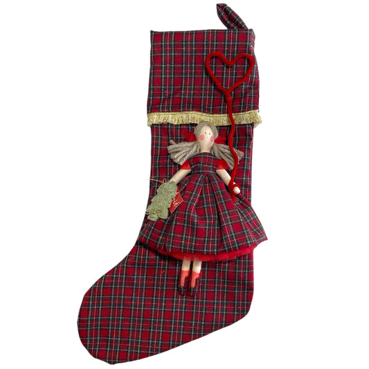 Calza epifania in lana tartan lurex con bambola Lilibet