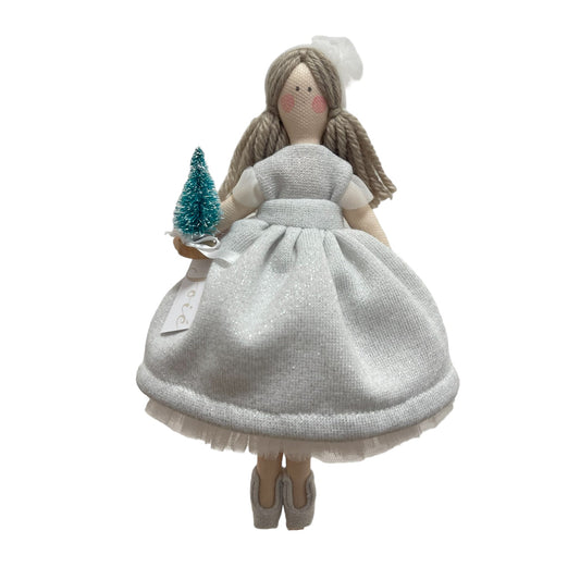 Bambola “Lilibet” in lana glitter - Argento / 21 cm -