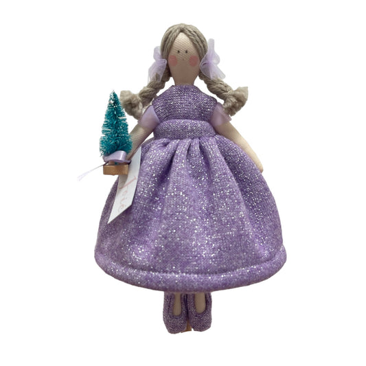 Bambola “Lilibet” in lana glitter - Lilla / 21 cm -