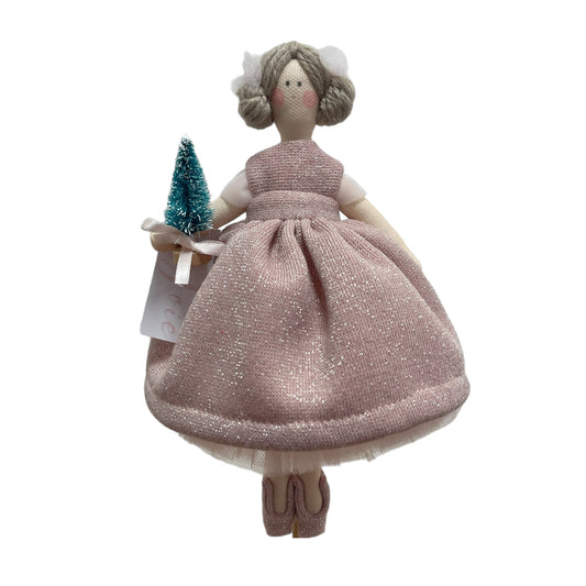 Bambola “Lilibet” in lana glitter - Rosa / 21 cm -