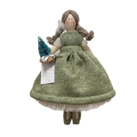 Bambola “Lilibet” in lana glitter - Verde / 21 cm -