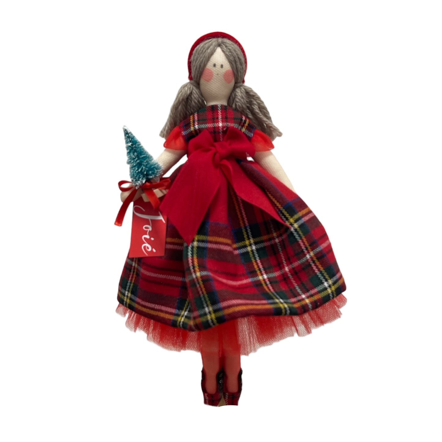 Bambola “Lilibet” in tartan - Rosso / 25 cm - Bomboniere e