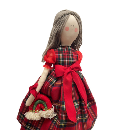 Bambola “Lilibet” in tartan - Rosso / 50 cm - Bomboniere e