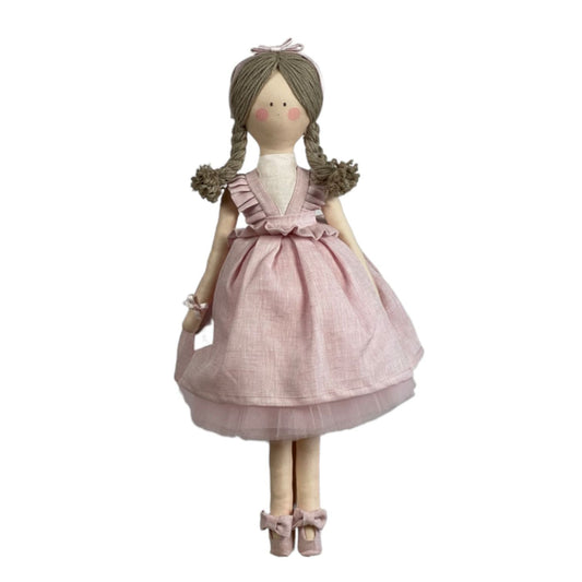 Bambola “Marta” in lino - Rosa / 50cm - Bomboniere e idee