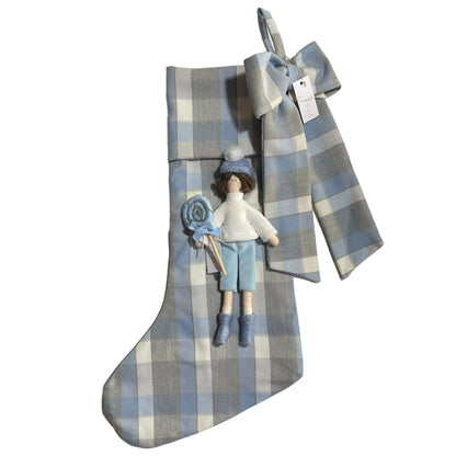 Calza epifania in lana tartan con bambola Liam - Bomboniere